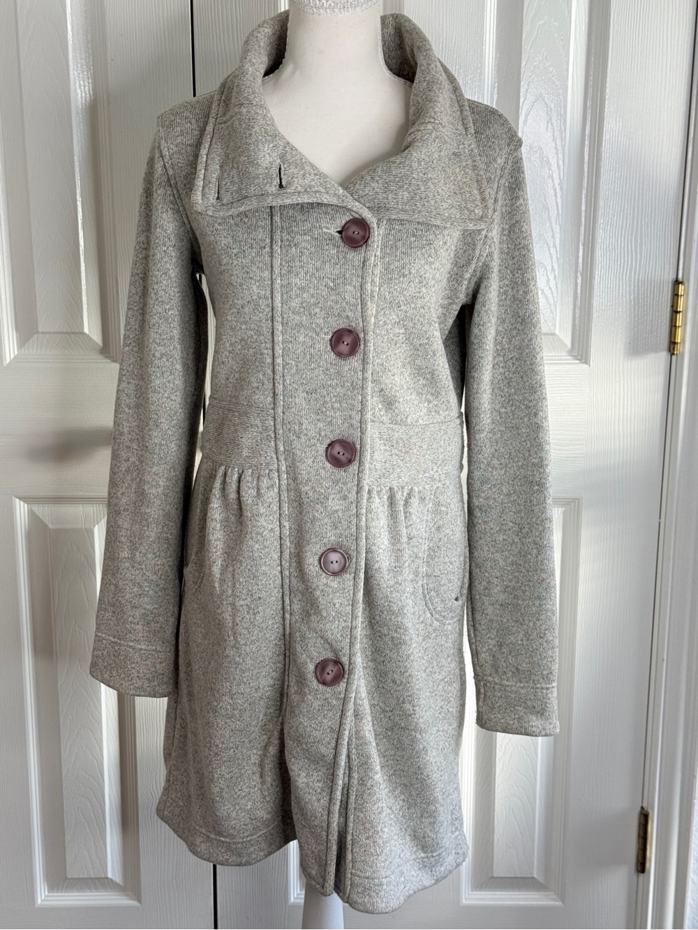 Patagonia Better Sweater Coat Gray Button Up Fleece Jacket Peacoat Medium EUC